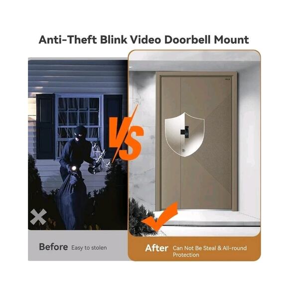 Blink Doorbell Mount, Anti-Theft Blink Video Doorbell Camera Mount No Drill, - Picture 3 of 9